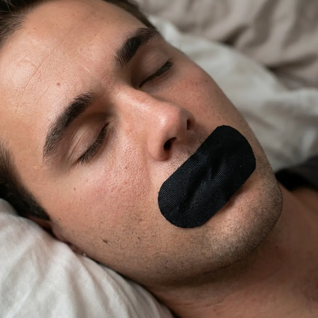EasyBreath mouth tape application close up